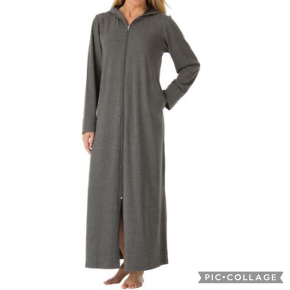 Dreams & Co Plus Size Long Hooded Fleece Sweatshirt Robe 4x Winter Gray New - Picture 1 of 7